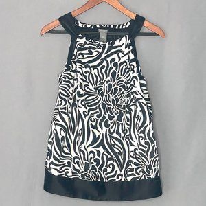 Ann Taylor Black and White Floral Halter Sleeveless Top Size 4